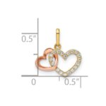 14k Two-tone CZ Two Hearts Pendant - Image 3