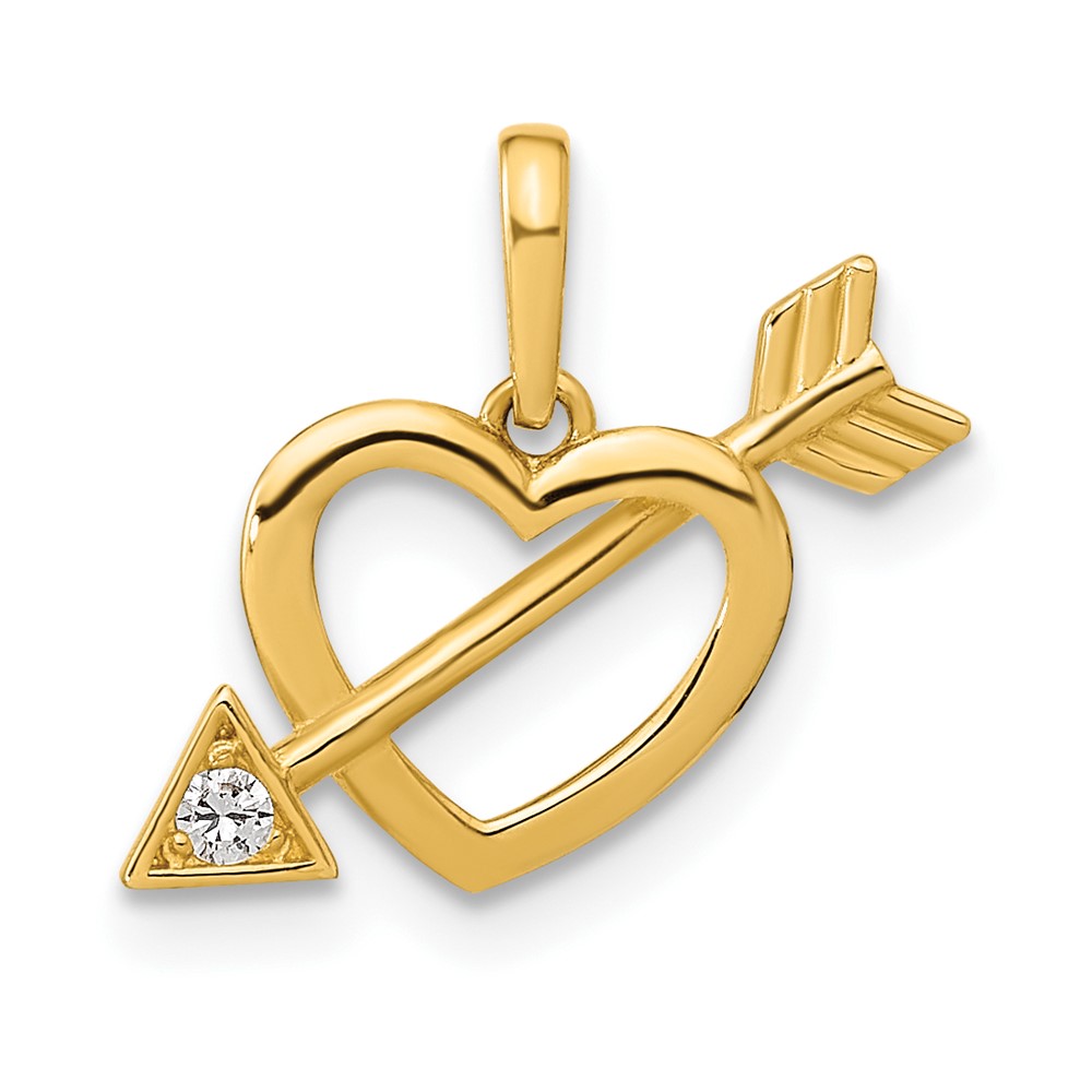 YC1518.jpg 14K Polished Cut-out Heart with Arrow CZ Pendant - Image 1