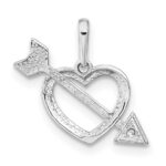 14K White Gold Cut-out Heart with Arrow CZ Pendant - Image 4