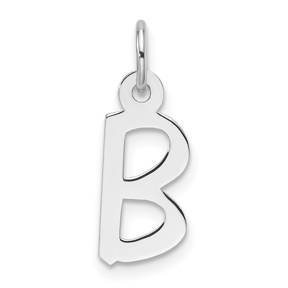 YC1526B.jpg 14k White Gold Slanted Block Letter B Initial Charm - Image 1