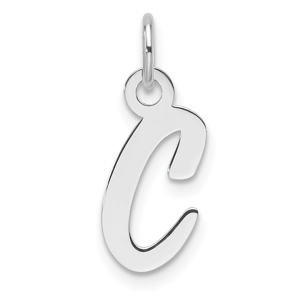 YC1526C.jpg 14k White Gold Slanted Block Letter C Initial Charm - Image 1
