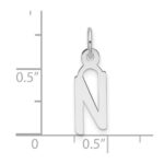 14K White Gold  Slanted Block Letter N Initial Charm - Image 4