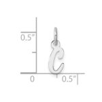 14k White Gold Small Script Letter C Initial Charm - Image 4