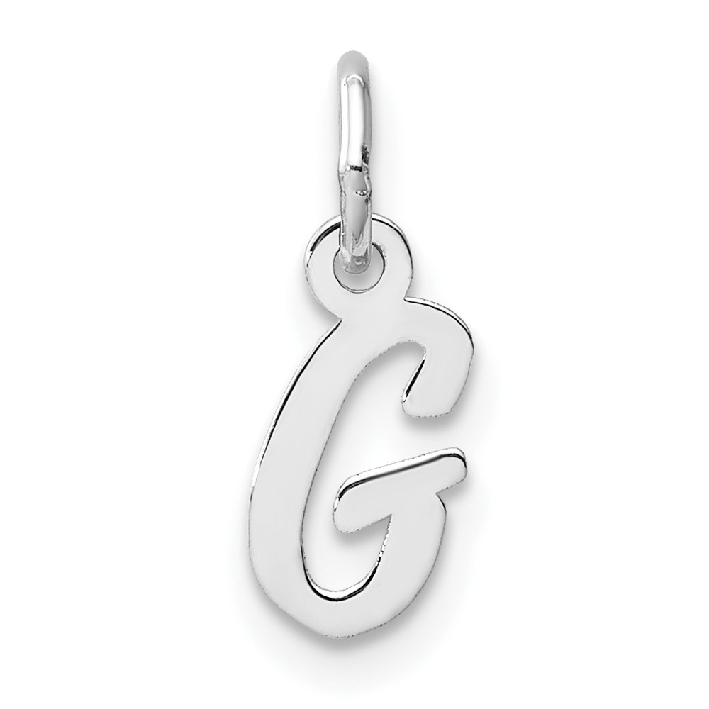 YC1527G.jpg 14k White Gold Small Script Letter G Initial Charm - Image 1
