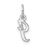 14k White Gold Small Script Letter I Initial Charm - Image 3