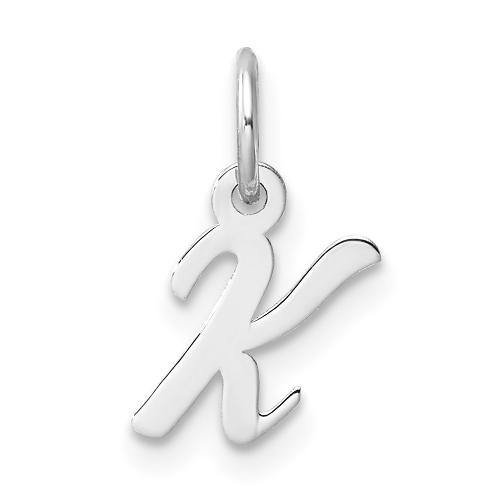 YC1527K.jpg 14k White Gold Small Script Letter K Initial Charm - Image 1