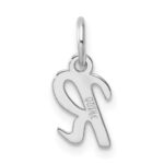 14k White Gold Small Script Letter R Initial Charm - Image 3