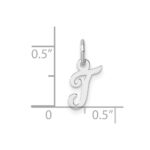 14k White Gold Small Script Letter T Initial Charm - Image 4