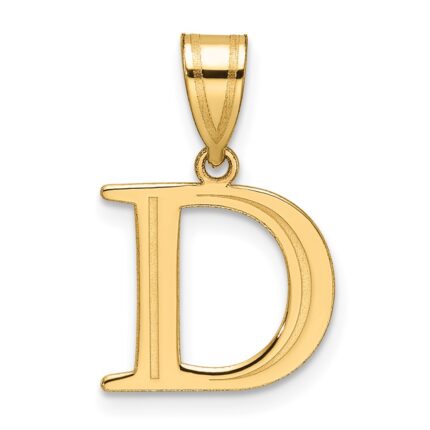 14k Polished Etched Letter D Initial Pendant