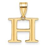 14k Polished Etched Letter H Initial Pendant