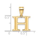 14k Polished Etched Letter H Initial Pendant - Image 4