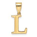 14k Polished Etched Letter L Initial Pendant