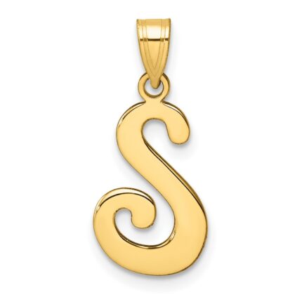 14K Script Letter S Initial Pendant
