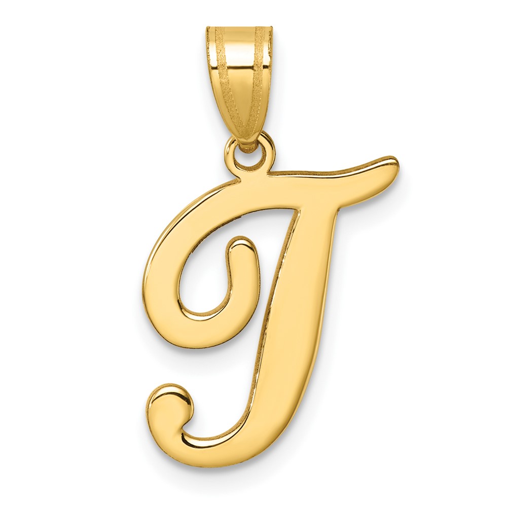 YC1540T.jpg 14K Script Letter T Initial Pendant - Image 1
