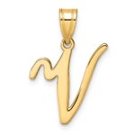 14K Script Letter V Initial Pendant