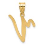 14K Script Letter V Initial Pendant - Image 3