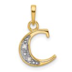 14K with Rhodium Diamond Letter C Initial Pendant