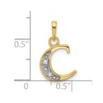 14K with Rhodium Diamond Letter C Initial Pendant - Image 4