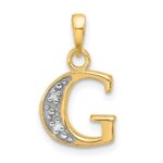 14K with Rhodium Diamond Letter G Initial Pendant
