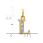 14K with Rhodium Diamond Letter L Initial Pendant - Image 4