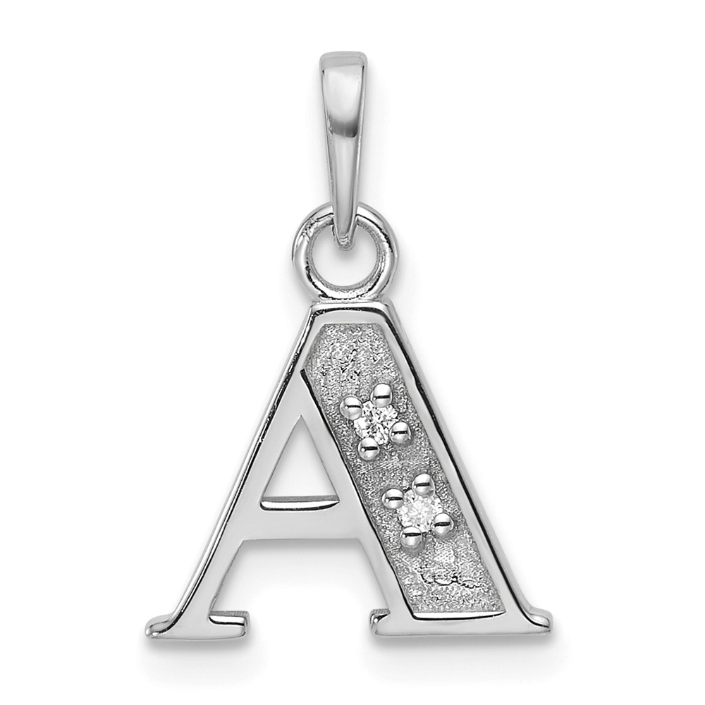 YC1541WA.jpg 14K White Gold Diamond Letter A Initial Pendant - Image 1