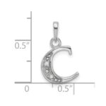 14K White Gold Diamond Letter C Initial Pendant - Image 4