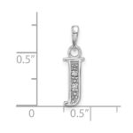 14K White Gold Diamond Letter J Initial Pendant - Image 4