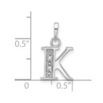 14K White Gold Diamond Letter K Initial Pendant - Image 4