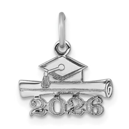 14K White Gold 2026 Graduation Cap and Diploma Charm