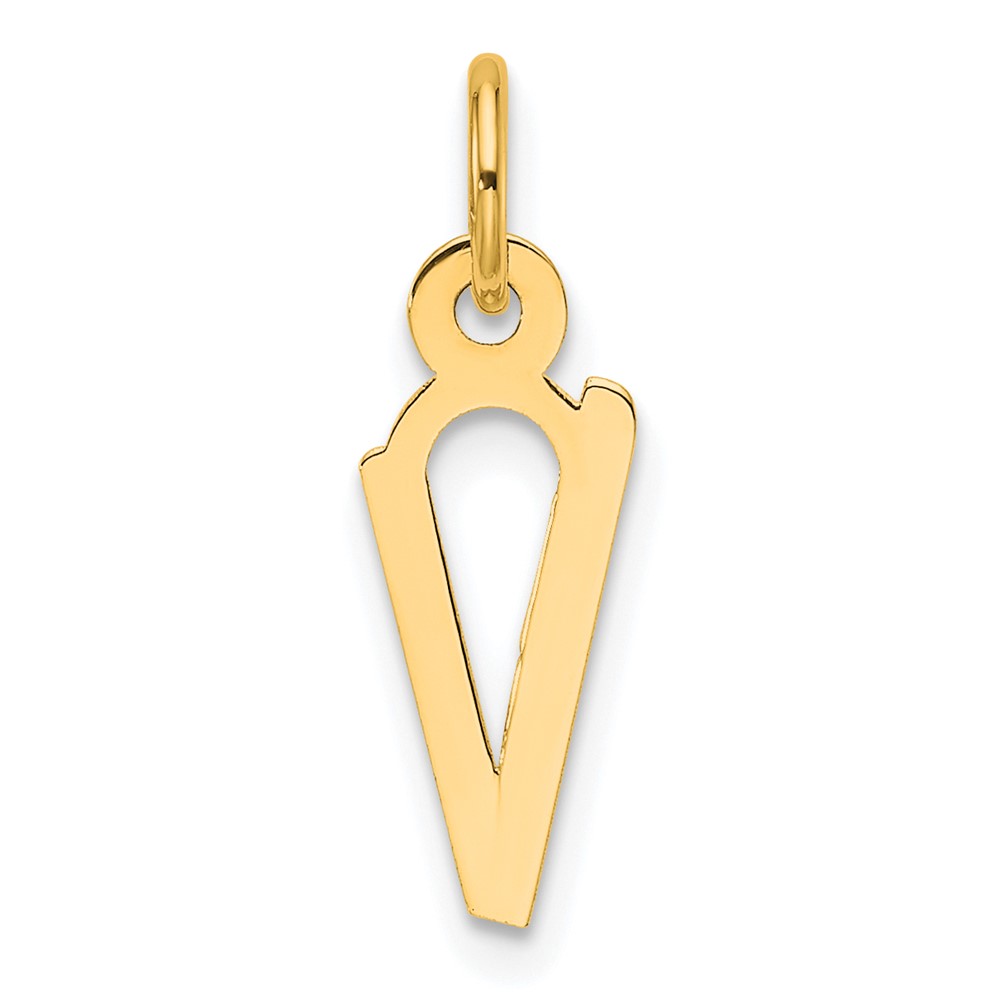 YC1552V.jpg 14K Slanted Block Letter V Initial Charm - Image 1