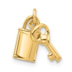 14K Polished Lock and Key Pendant