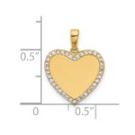 14k Polished CZ Engravable Heart Pendant - Image 4