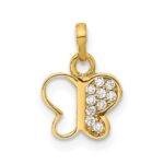 14K Polished CZ Butterfly Pendant