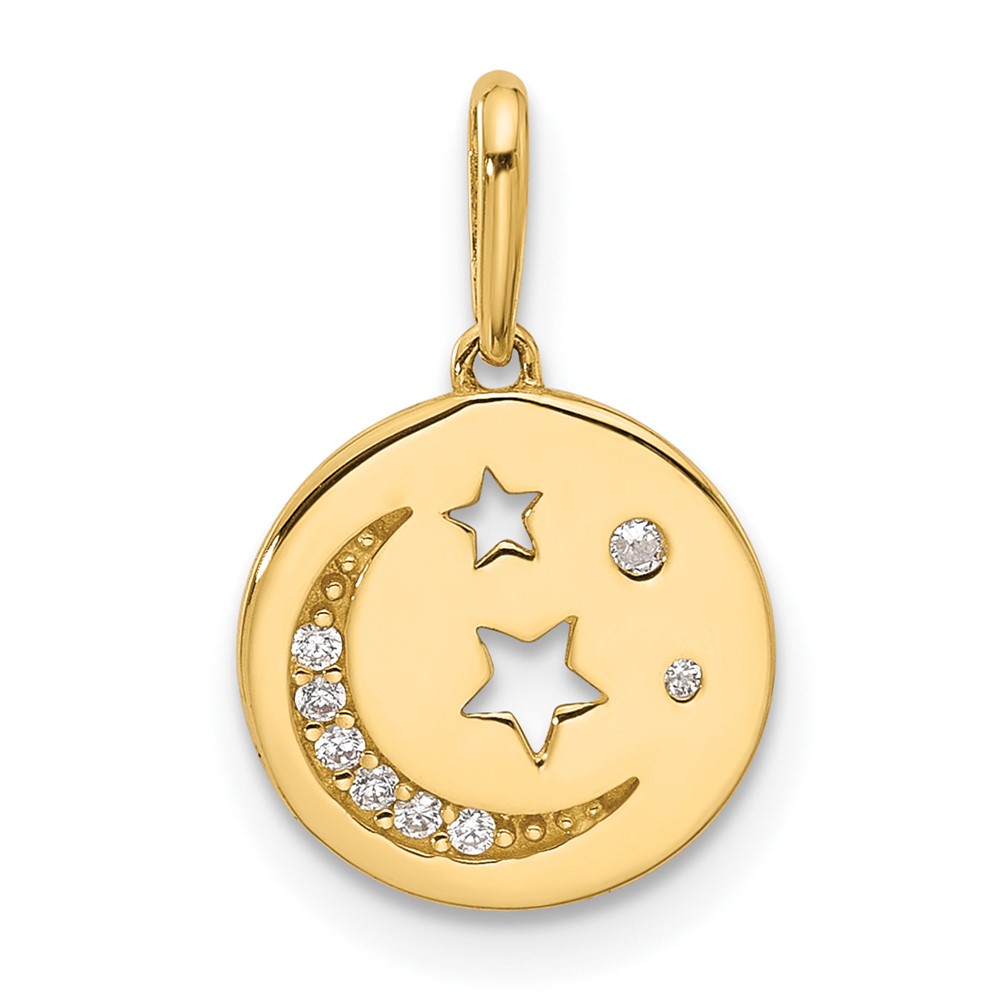 YC1573.jpg 14k Polished CZ Moon and Stars in Disc Pendant - Image 1