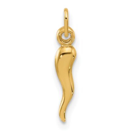 14k Polished Hollow  3-D Italian Horn Pendant