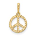 14k Polished CZ Peace Sign Pendant - Image 3