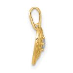 14k Polished and Textured CZ Floral Heart Charm / Pendant - Image 2