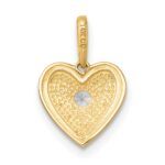 14k Polished and Textured CZ Floral Heart Charm / Pendant - Image 3