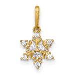 14k Polished CZ Snowflake Charm / Pendant