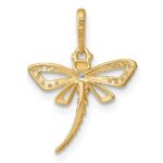 14k Polished and Beaded CZ Dragonfly Charm / Pendant - Image 3