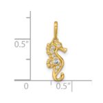 14k Polished CZ Seahorse Charm / Pendant - Image 4