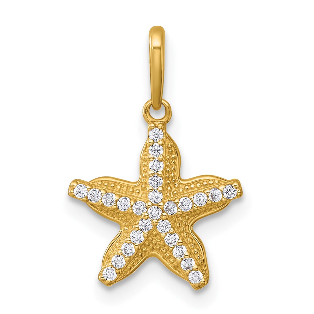 YC1620.jpg 14k Polished and Textured CZ Starfish Charm / Pendant - Image 1