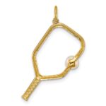 14k Polished Freshwater Cultured Pearl Ball and Pickleball Paddle Pendant - Image 3