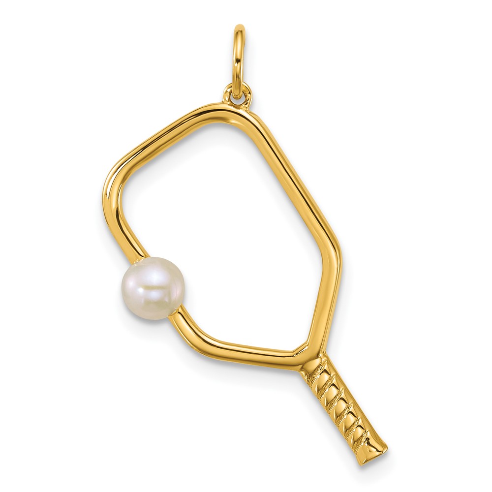 YC1621.jpg 14k Polished Freshwater Cultured Pearl Ball and Pickleball Paddle Pendant - Image 1