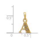 14KY with Rhodium Diamond Letter A Initial Pendant - Image 3