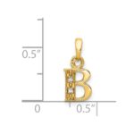14KY with Rhodium Diamond Letter B Initial Pendant - Image 4
