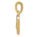 14KY with Rhodium Diamond Letter N Initial Pendant - Image 2