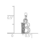 14KW with Rhodium Diamond Letter B Initial Pendant - Image 3