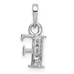 14KW Rhodium-plated Diamond Letter F Initial Pendant - Image 4