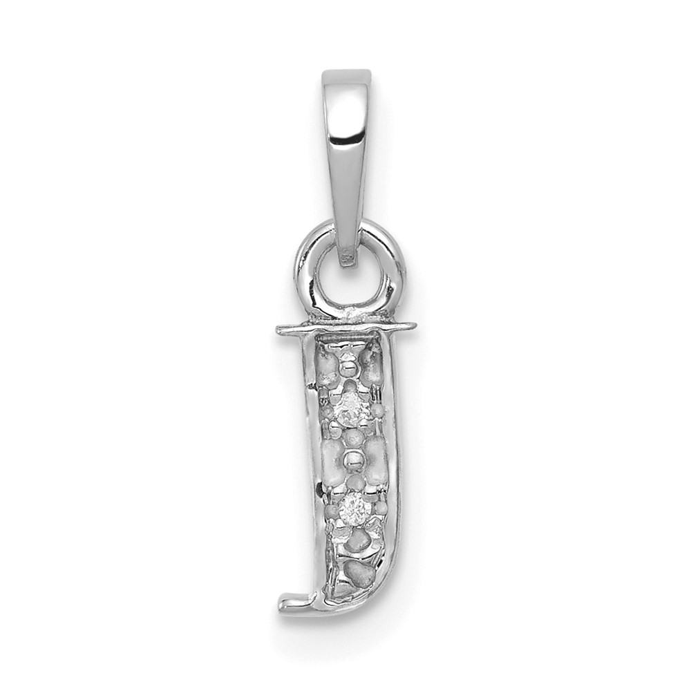 YC251J.jpg 14KW Rhodium-plated Diamond Letter J Initial Pendant - Image 1